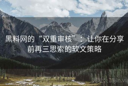 黑料网的“双重审核”：让你在分享前再三思索的软文策略